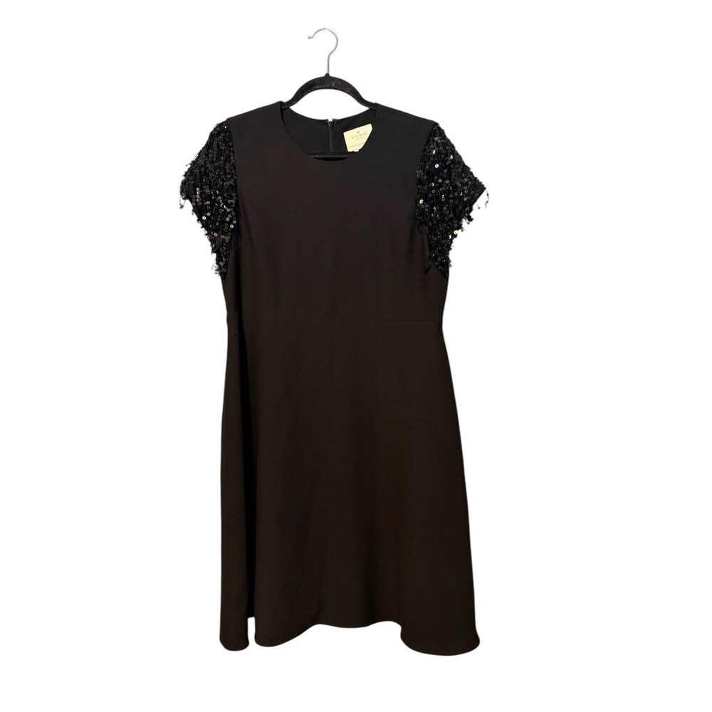 Kate Spade New York Sequin Fringe Swing Dress Size 12 Black Party Cocktail